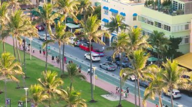 Historic Ocean Drive in Miami Beach with hotels, restaurants and tropical ambiance. American South travel destination