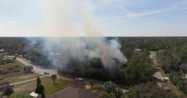 Florida 'daki yerleşim yerlerindeki yangının alevleri yoğun orman alevleri ve evlerin üzerine yayılan dumanla birlikte..