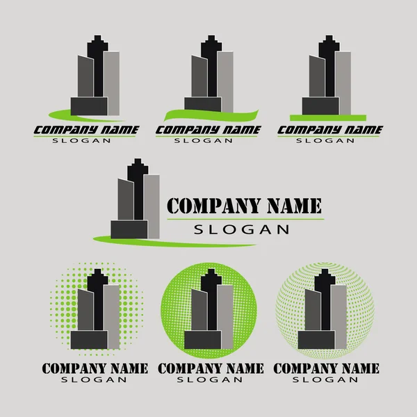 Vector set of various logos of the construction firms — Stock Vector