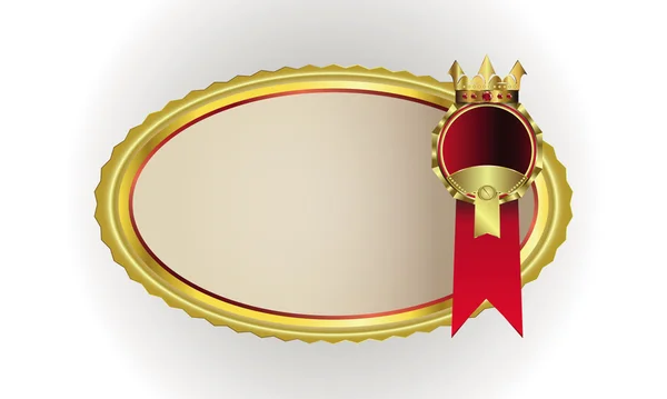 Ilustração vetorial de uma moldura oval com uma borda dourada e lugar para texto — Vetor de Stock