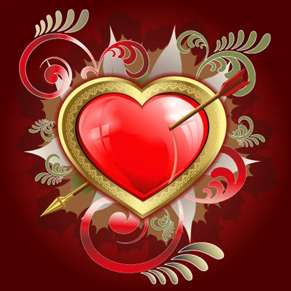 Coeur rouge percé d'une flèche — Image vectorielle