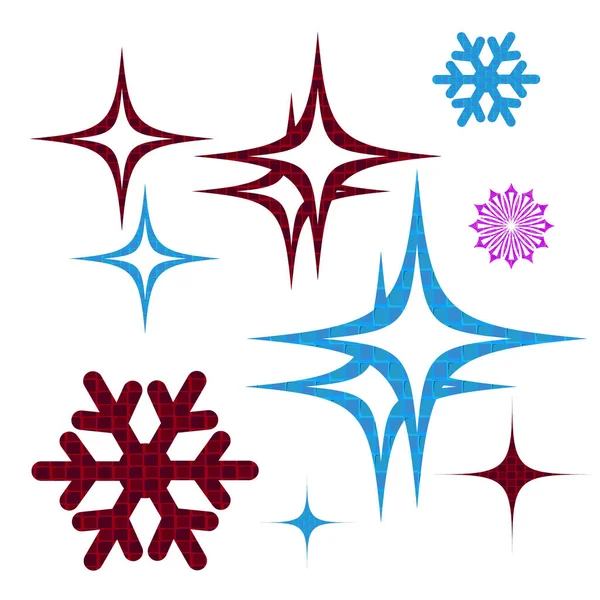 Element for Christmas composition.Silhouette of abstract textured glitter and snowflakes — Stock Vector