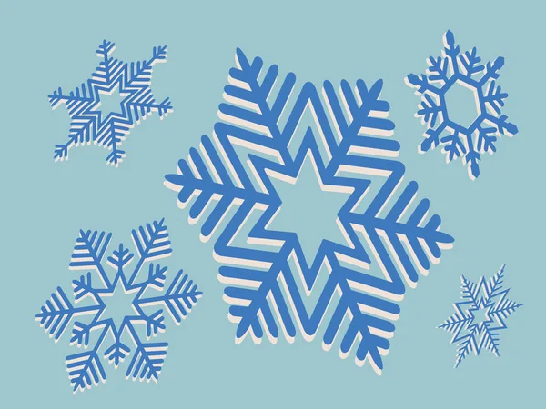 Element for Christmas composition.Set of blue tint snowflakes — Stock Vector