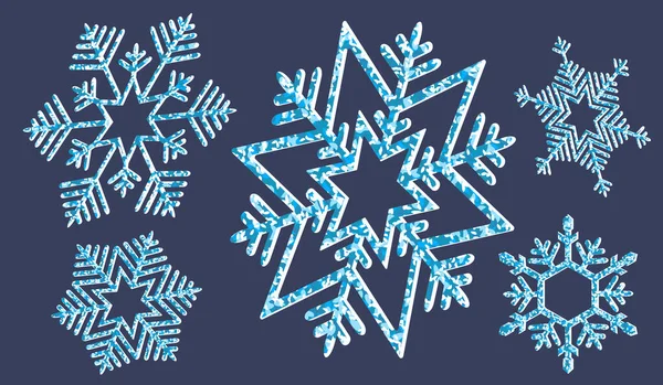 Elemento Composición Navidad Conjunto Copos Nieve Textura Azul — Archivo Imágenes Vectoriales