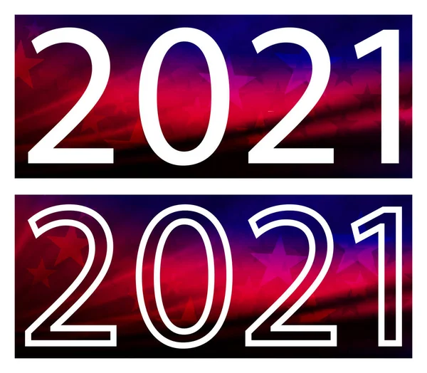 Kerstcompositie gelukkig nieuwjaar 2021, abstract silhouet van de Amerikaanse vlag, feestelijk designelement — Stockvector