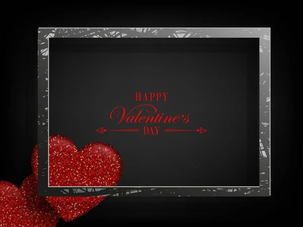 Black Composition Gradient Textural Red Hearts Gray Rectangular Frame — Stock Vector