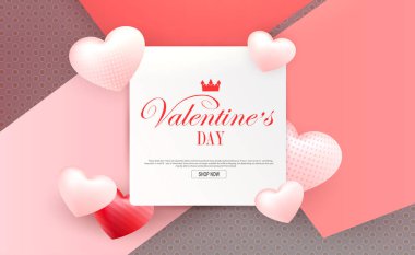 Sevgililer günü, kare çerçeveli ve kalpli pembe ışık kompozisyonu