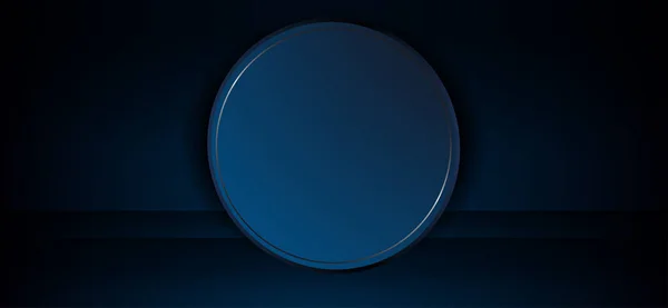 Design blu scuro con cornice rotonda con bordo metallico — Vettoriale Stock