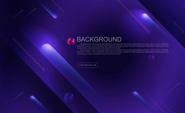 Koyu mavi geometrik arkaplan, parlak eğimli çizgiler, eğimli toplar.