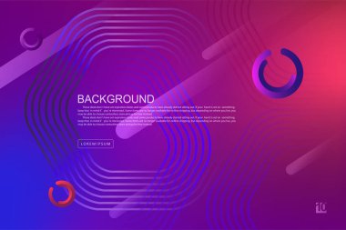 Mavi ve mor gradyan tasarım, çokgen soyut çerçeve, çizgiler ve halkalar