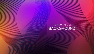 Farklı renklerin eğimine sahip soyut kompozisyon, dalgalı ince çizgiler