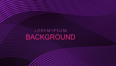 Mor renk gradyanı olan dalgalı soyut kompozisyon, ince iç içe geçmiş çizgiler.