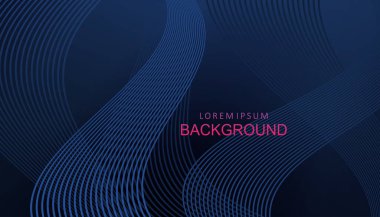 Mavi soyut tasarım, eğimli, ince birbirine dolanmış dalgalı çizgiler..