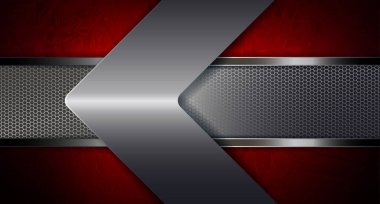 Metalik çerçeveli kırmızı, ok ve ızgara desenli..