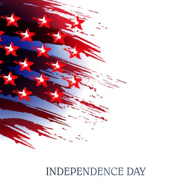 ABD bayrak silueti ve tasarım elementi ile soyut beyaz illüstrasyon.