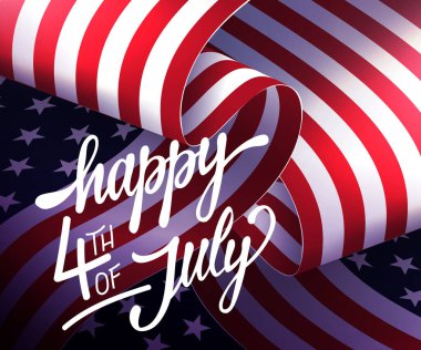 Amerika 'nın dalgalanan bayrağı ve tasarım bileşenleriyle dolu resmi tebrik kartı.