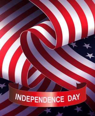 ABD bayrağı ve tasarım bileşenleriyle birlikte kutlama kartı