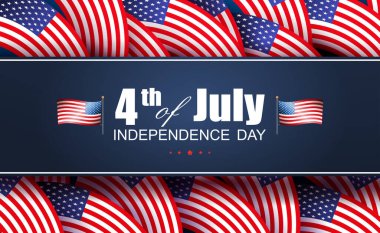 Dikdörtgen mavi çerçeveli tatil kartı, ABD bayrak unsurları, tasarım bileşeni