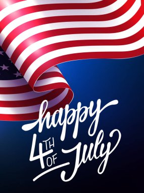 Amerika 'nın bayrağını sallayan silueti, bağımsızlık günü, tasarım elementi.