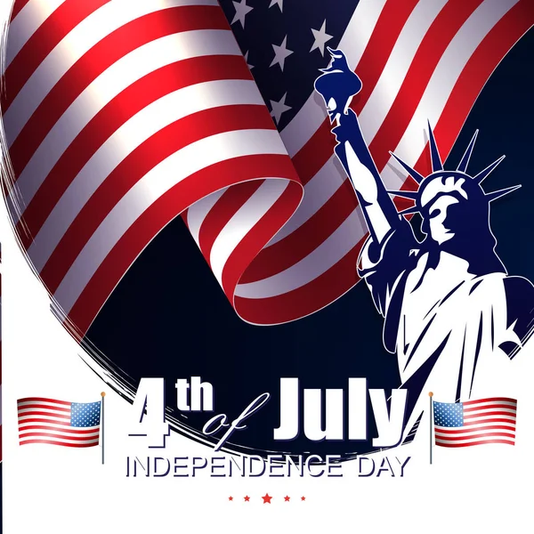 Композиція Силуетом Розмахуючого Прапора Америки День Незалежності Елементи Дизайну — стоковий вектор