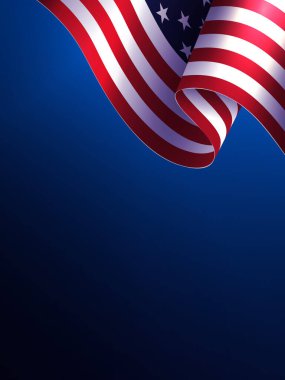 Amerika bayrağıyla mavi renk eğimli kompozisyon, tasarım elementi.
