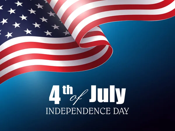Illustrazione Blu Con Silhouette Della Bandiera America Giorno Dell Indipendenza — Vettoriale Stock