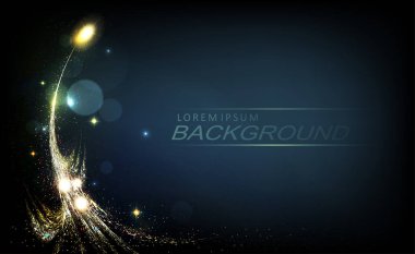 Soyut altın tasarım elementi ile siyah illüstrasyon, parlak süsleme