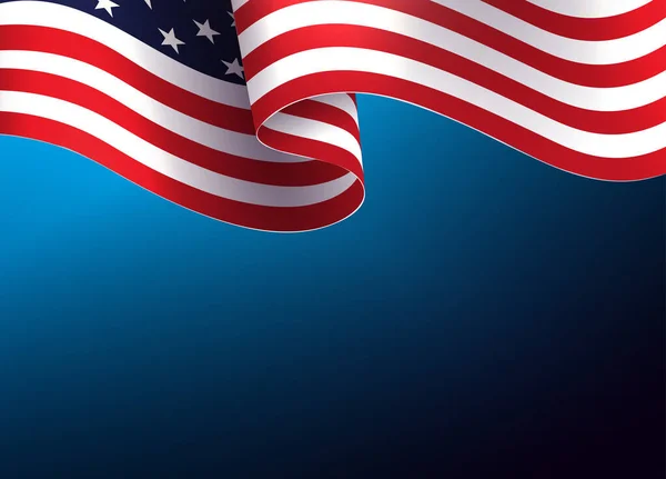 Blue Illustration Waving Usa Flag Independence Day Design Element — Stock Vector