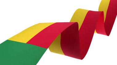 Şeffaf bir arkaplanda rüzgarda dalgalanan Benin bayrağı. Hareket grafikleri, video düzenleme ve vatansever tasarım projeleri için mükemmel..