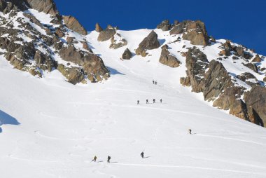 Winter mountains. Alps. Skiers. Free ride