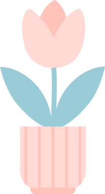 Pembe şirin lale illüstrasyonu ya da simgesi, moda ev dekorasyonu saksı bitkisi