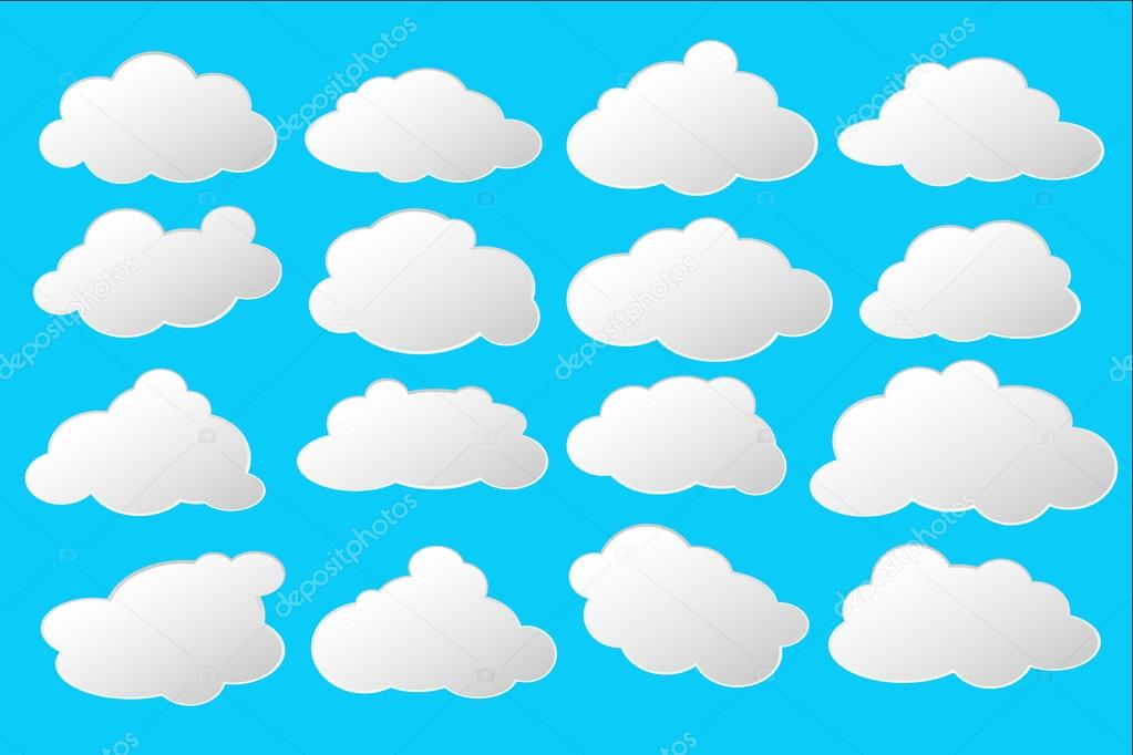 Simple white and grey clouds with space for text vector clipart
