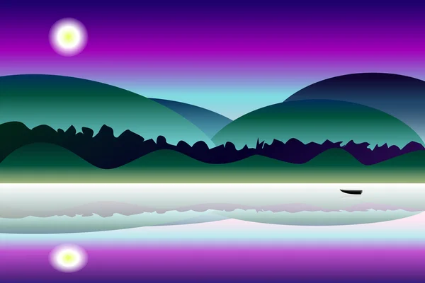 Mystère idyllique nuit paysage vecteur fond — Image vectorielle