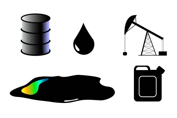 Illustrations pétrole noir et blanc stylisé clip art vectoriel plat — Image vectorielle