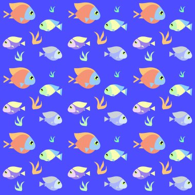Renkli balık model sorunsuz vektör arka planda retro tarzı