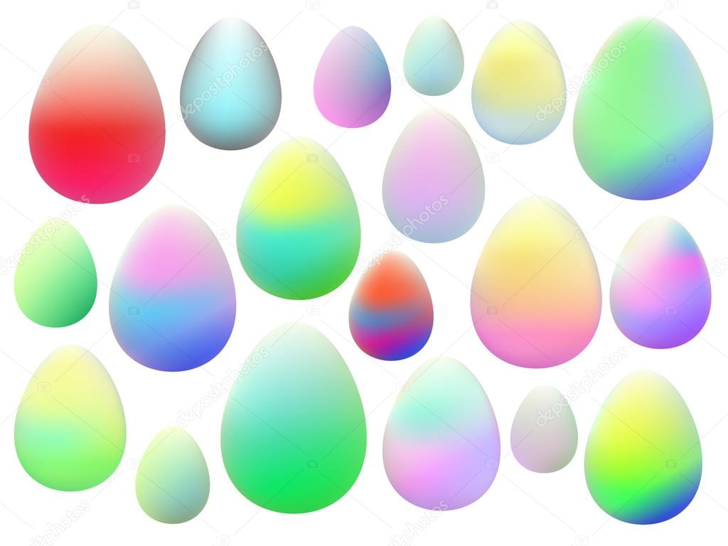 Set of easter eggs, colorful isolated vector clip art on the white background