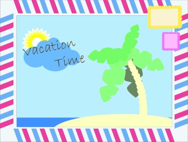 Yaz tatili zamanı için tatil kartpostal vektör illüstrasyon