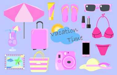 Pembe vektör clipart yaz plaj tatil