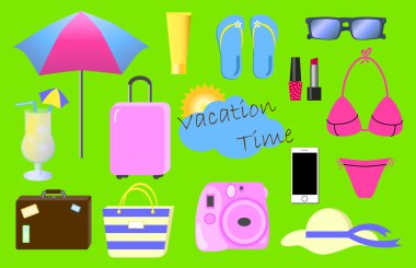 Yaz tatili vektör clipart, yaz tatili vektör illüstrasyon, 