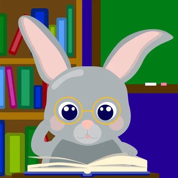 Apprendre le lapin dans des lunettes, illustration vectorielle nerd lapin — Image vectorielle