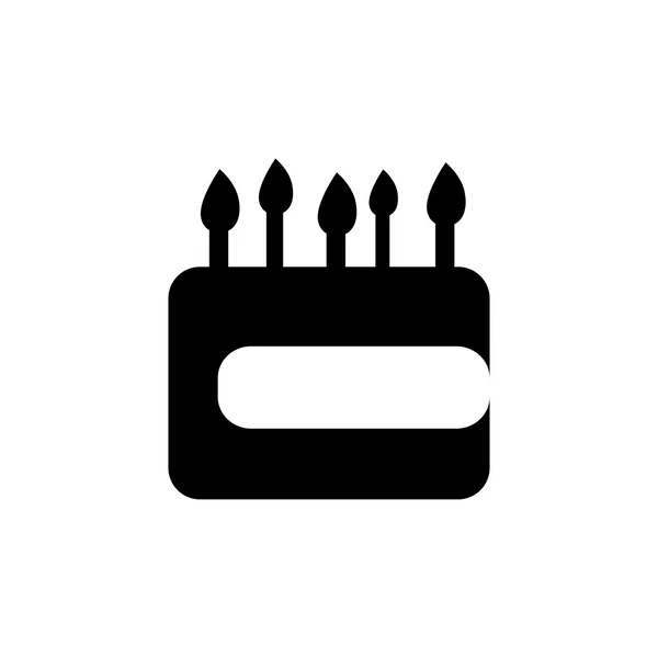Tarta de cumpleaños con ilustración de vector plano de vela, icono de pastel con velas — Archivo Imágenes Vectoriales