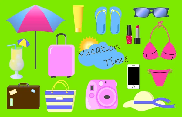 Zomer vakantie Vector Clipart, zomer vakantie vector illustratie, — Stockvector