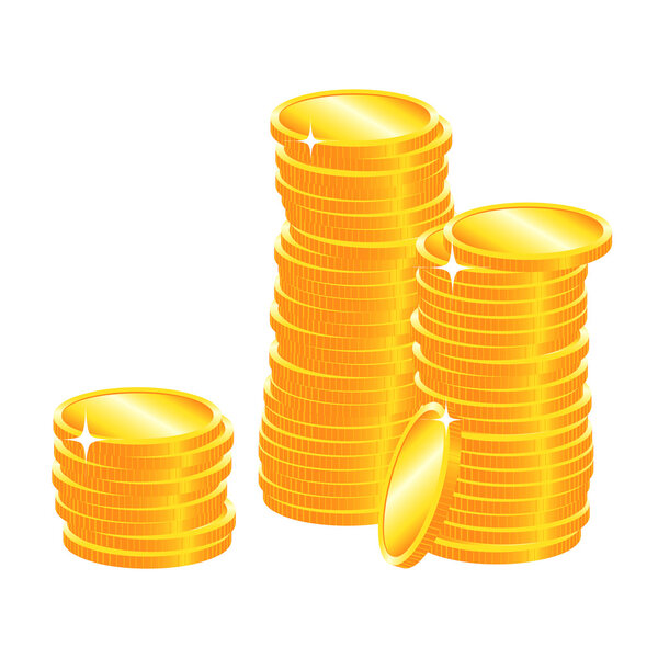 Golden coin vector illustration on white background