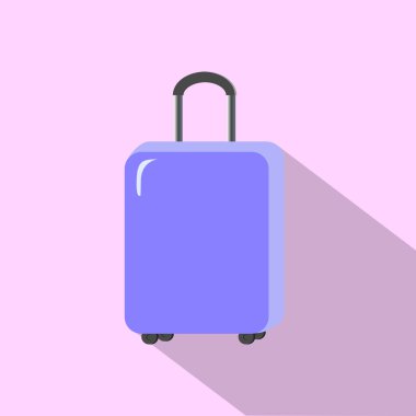 Lily mavi bagaj bavul düz stil vektör illüstrasyon