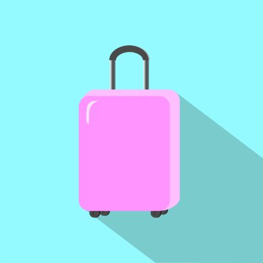 Turkuaz düz stil vektör illüstrasyon pembe bavul