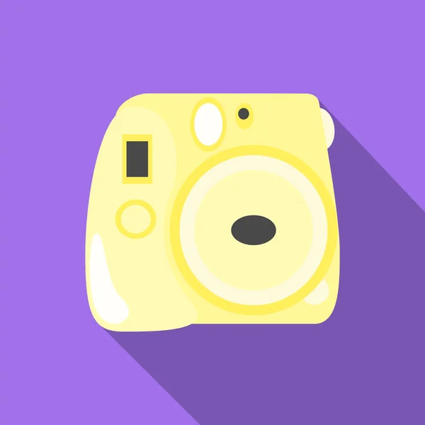 Yellow photo camera for children flat style vector illustration — Stockvector