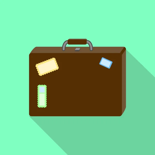 Valise à bagages marron avec des marques illustration vectorielle dans un style plat — Image vectorielle