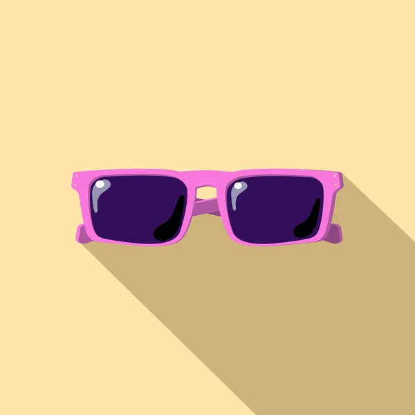 Pink sunglasses with shadow flat style vector illustration, summer beach wear — Stock Vector