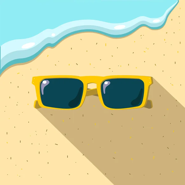 Deniz ve plaj güneş gözlüğü düz stil resimde vektör — Stok Vektör