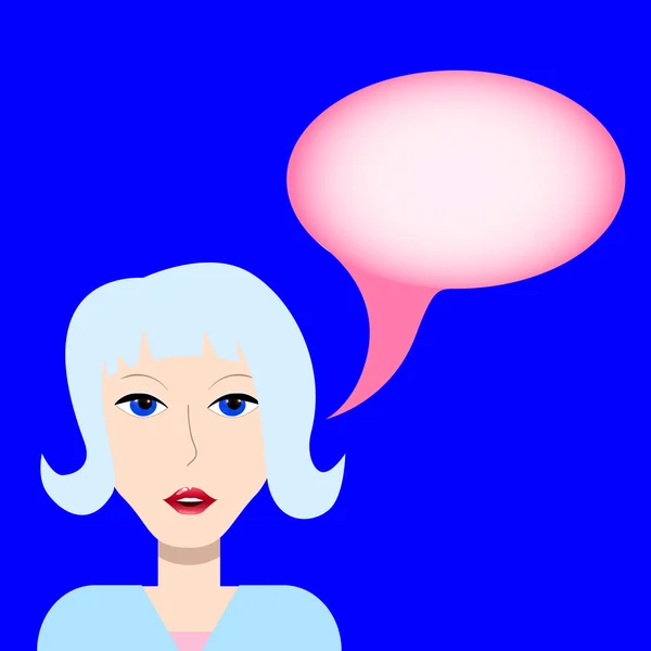 Girl with bubble for text, talking girl, call center girl, speech bubble woman — Stock Vector